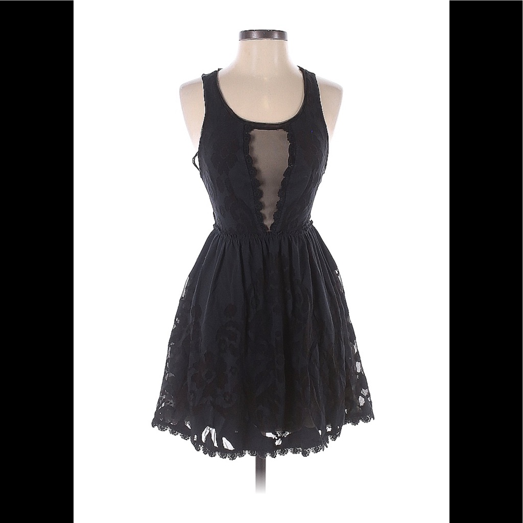 Free People Black Lace Dress Sz Xs